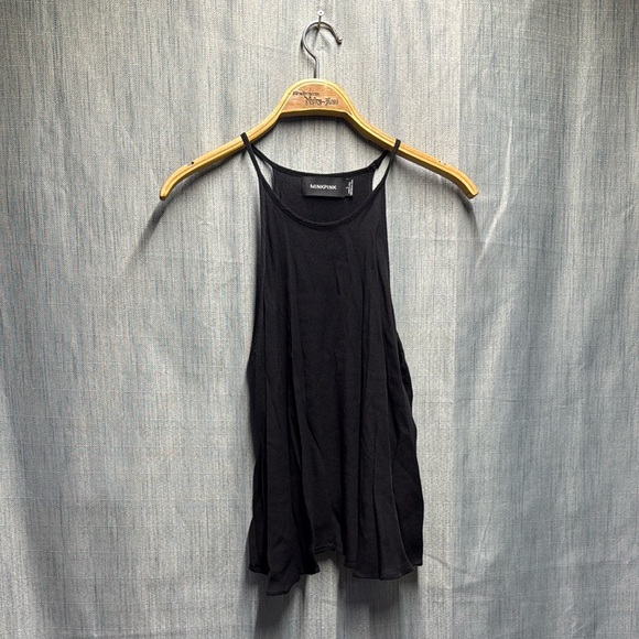 🏴 MINKPINK Black Asymmetrical Relaxed Tank Top size large - Picture 1 of 7
